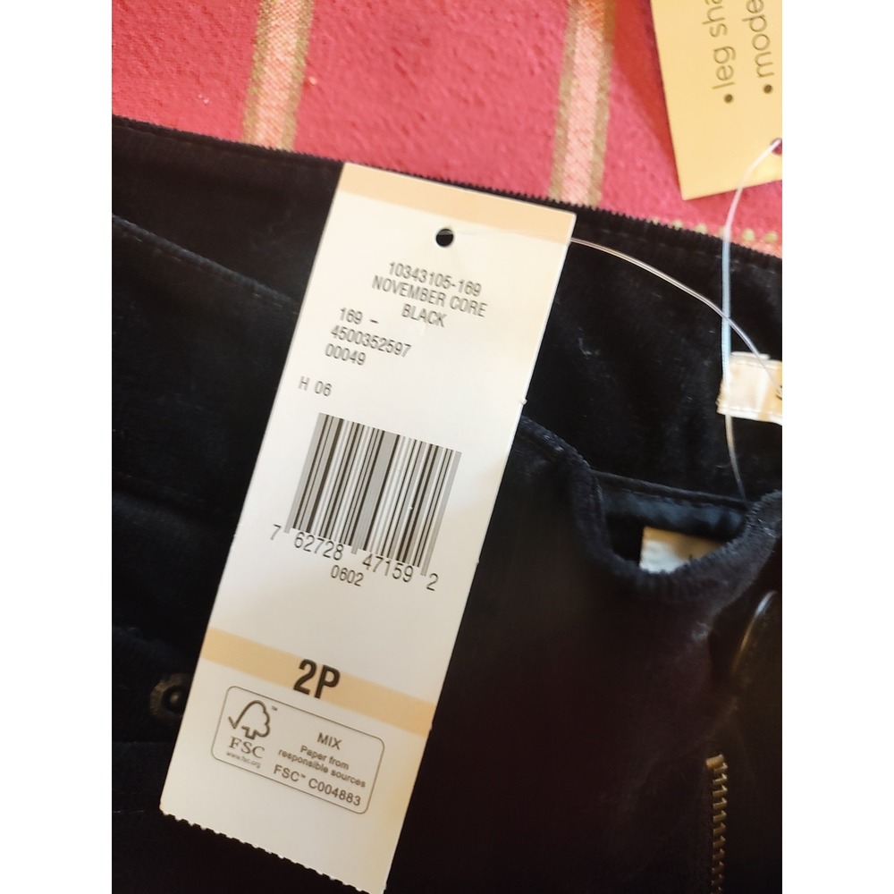 Jones New York Sport Petite 2P Black Stretch Velvet Pants NWT Straight Leg - Picture 4 of 10